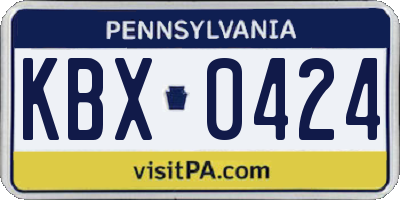 PA license plate KBX0424