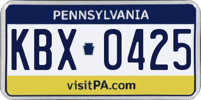 PA license plate KBX0425