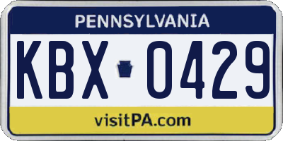 PA license plate KBX0429