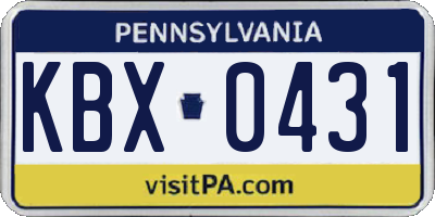 PA license plate KBX0431