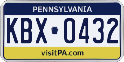 PA license plate KBX0432