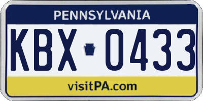 PA license plate KBX0433