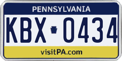PA license plate KBX0434