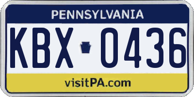 PA license plate KBX0436