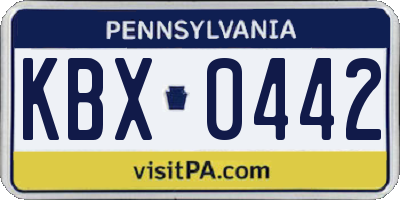 PA license plate KBX0442