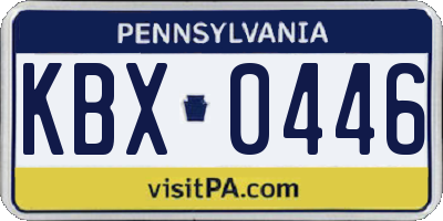 PA license plate KBX0446
