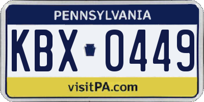 PA license plate KBX0449