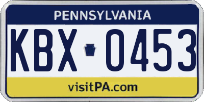 PA license plate KBX0453