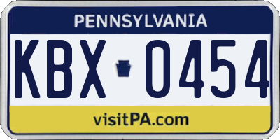 PA license plate KBX0454