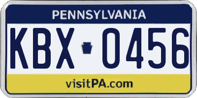 PA license plate KBX0456