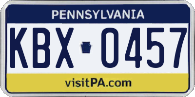 PA license plate KBX0457