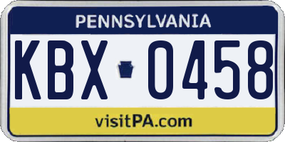 PA license plate KBX0458