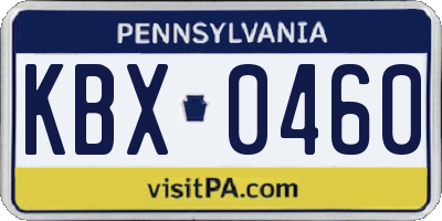 PA license plate KBX0460
