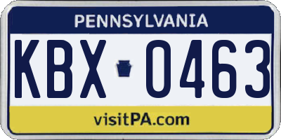 PA license plate KBX0463