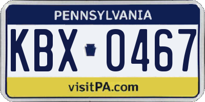 PA license plate KBX0467