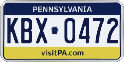 PA license plate KBX0472