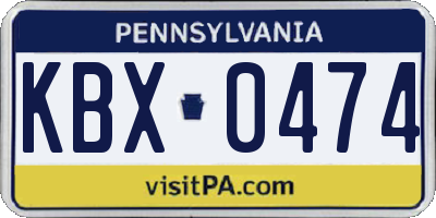 PA license plate KBX0474