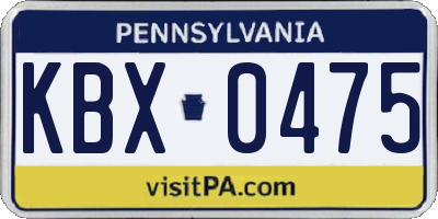 PA license plate KBX0475