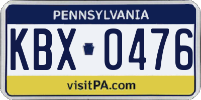 PA license plate KBX0476