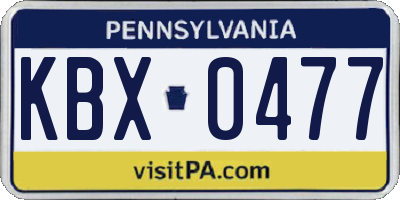 PA license plate KBX0477