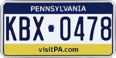 PA license plate KBX0478