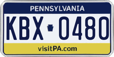 PA license plate KBX0480