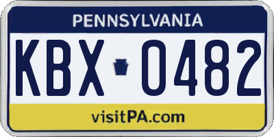 PA license plate KBX0482