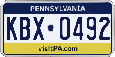 PA license plate KBX0492