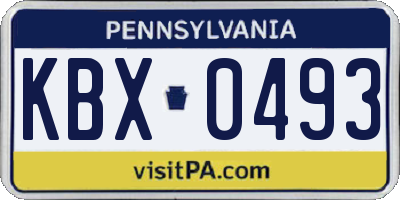 PA license plate KBX0493