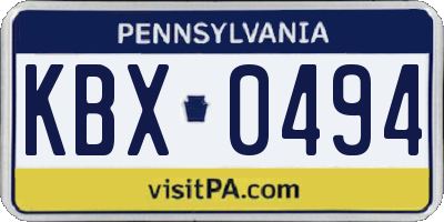 PA license plate KBX0494
