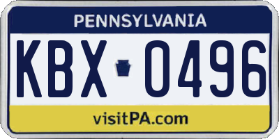 PA license plate KBX0496