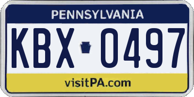 PA license plate KBX0497