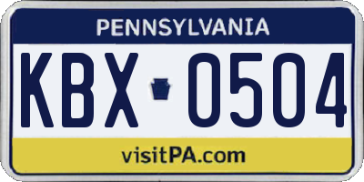 PA license plate KBX0504