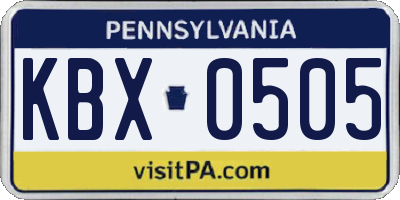 PA license plate KBX0505