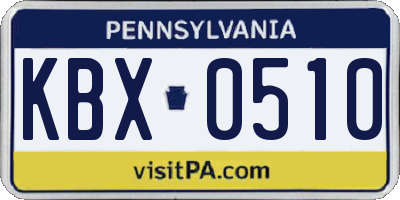 PA license plate KBX0510