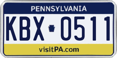 PA license plate KBX0511