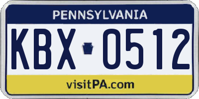 PA license plate KBX0512