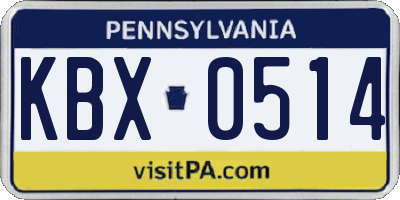 PA license plate KBX0514