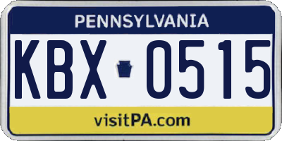 PA license plate KBX0515