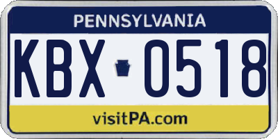 PA license plate KBX0518
