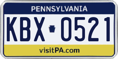 PA license plate KBX0521