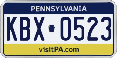 PA license plate KBX0523