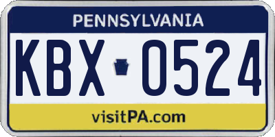 PA license plate KBX0524