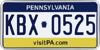 PA license plate KBX0525