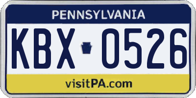 PA license plate KBX0526