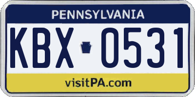 PA license plate KBX0531