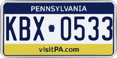 PA license plate KBX0533
