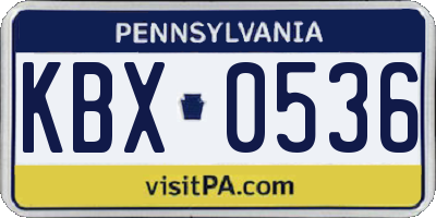PA license plate KBX0536
