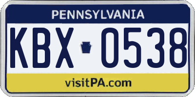 PA license plate KBX0538