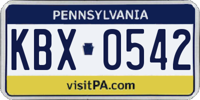 PA license plate KBX0542
